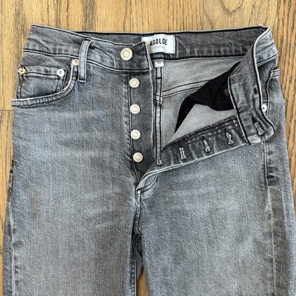 Agolde Nico High Rise Slim Women’s Gray Button Fly Denim Jeans Size 25 - Picture 4 of 11